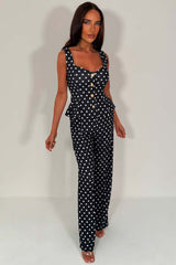gold button top and trousers two piece co ord polka dot set styledup uk