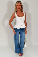 gold button going out peplum top styledup fashion