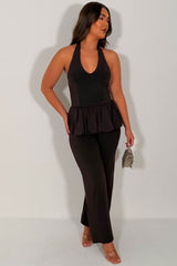 zara womens halterneck top and trousers co ord set summer holiday outfits styledup airport travel outfits uk