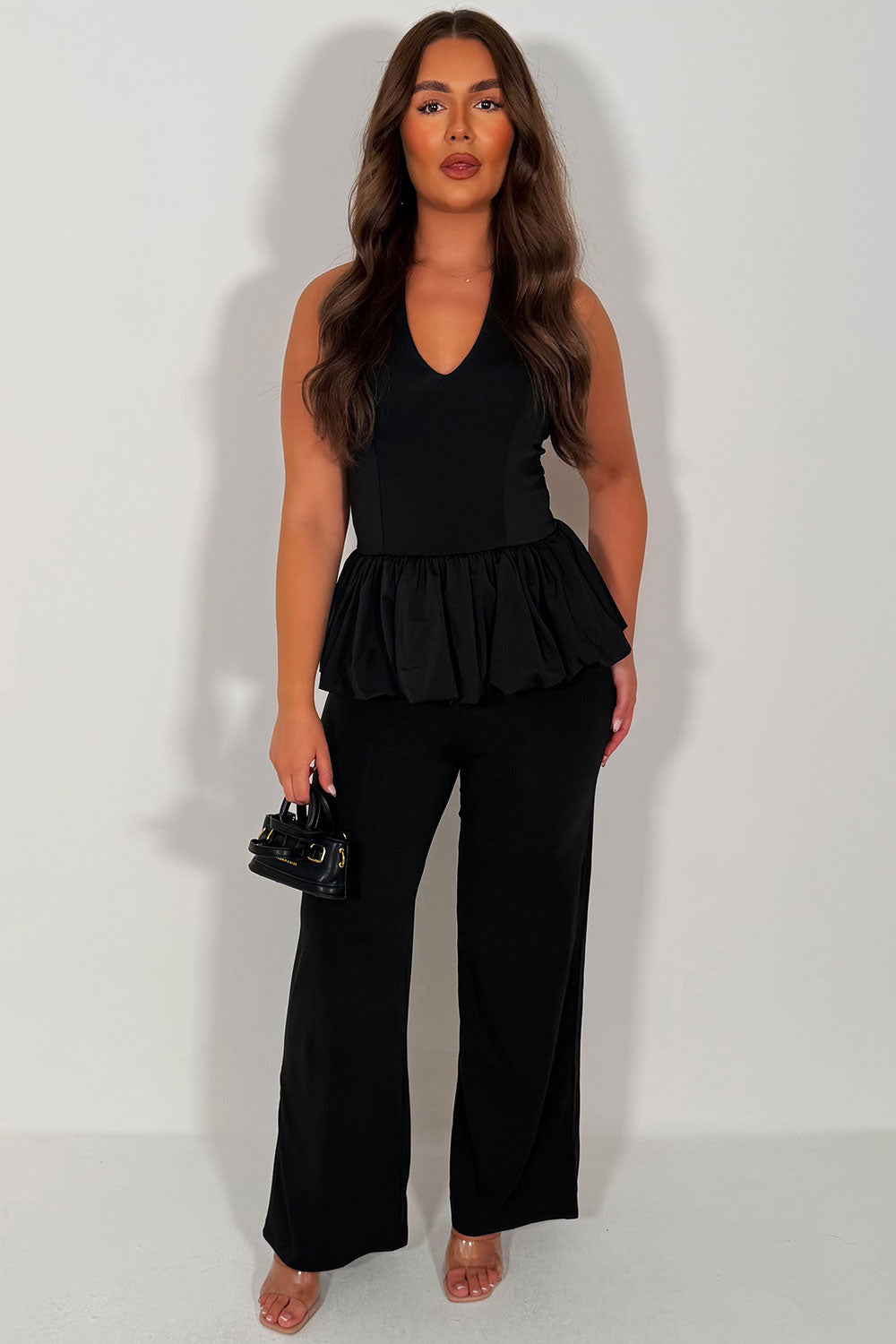 zara womens halterneck top and trousers co ord set summer holiday outfits styledup airport travel outfits uk