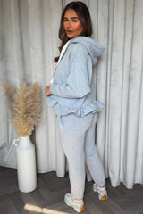 womens hooded sweatshirt and joggers two piece loungewear co ord set grey styledup fashion