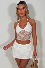 lace ruffle frilly layered mini skort and top co ord festival rave outfit holiday clothes uk styledup