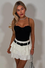 ruffle frilly mid waist festival skort with diamante rhinestones styledup 