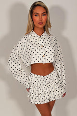 polka dot skort and crop jacket two piece co ord set styledup fashion