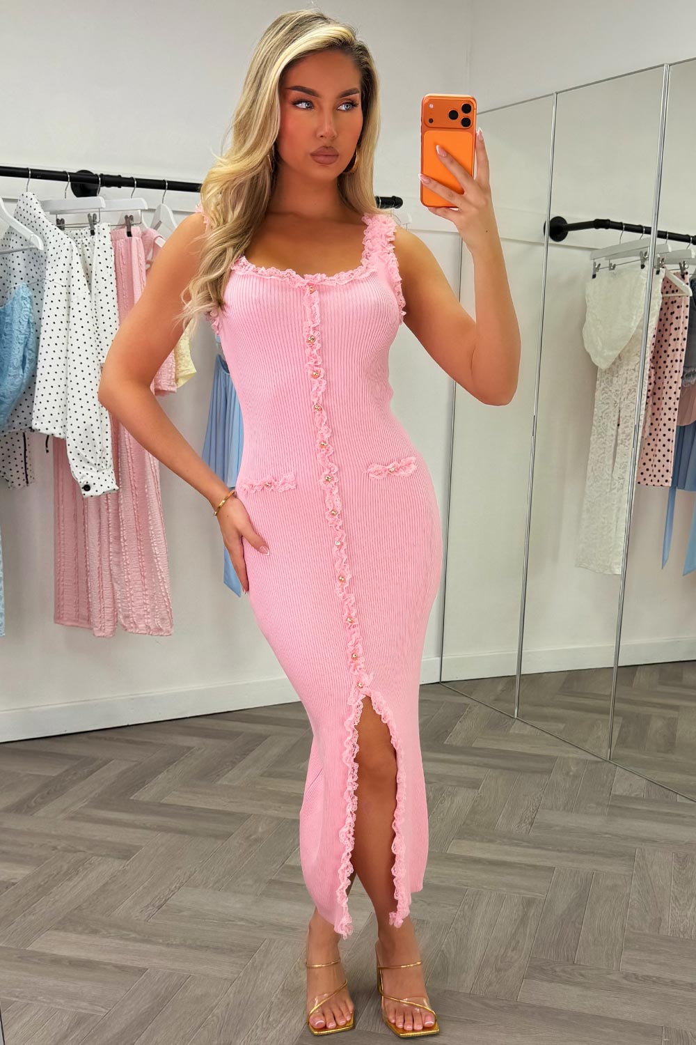 summer occasion ribbed midi dress for occasion holidays styledup whitefox uk