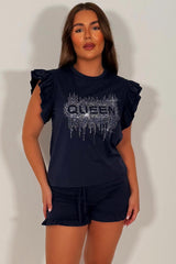 diamante rhinestone t shirt and shorts summer tracksuit lounge set styledup uk