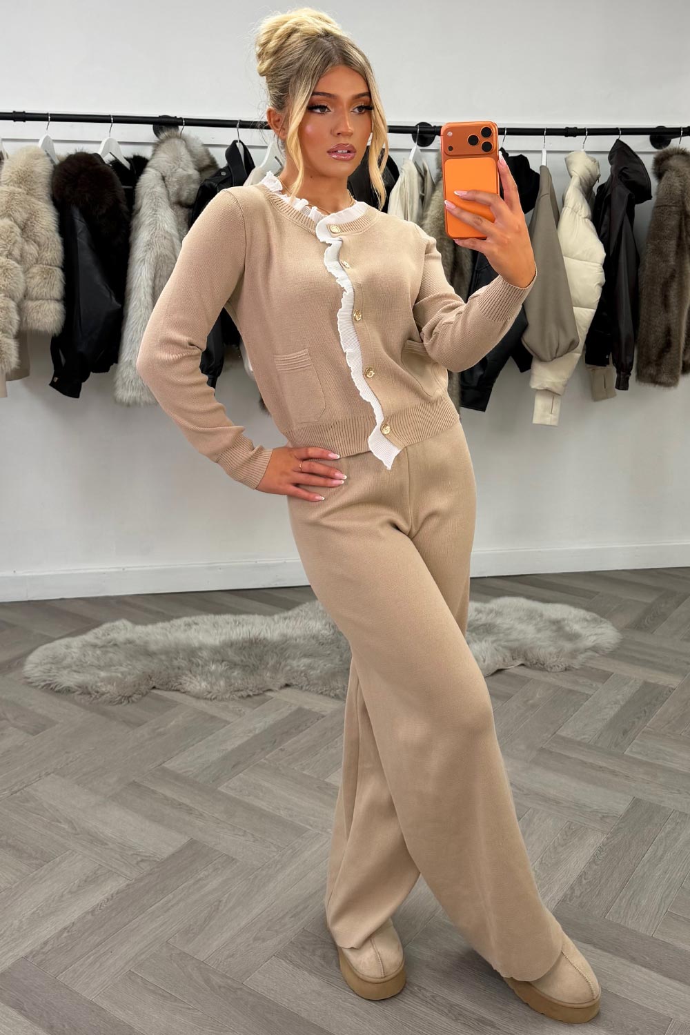 womens knitted jumper top and trousers two piece set occasion outfit styledup uk