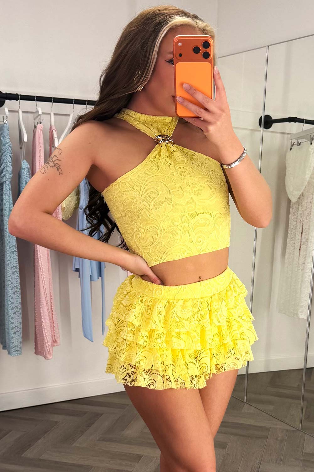 frill yellow lace summer outfit styledup uk