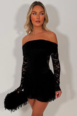 black lace long sleeve playsuit going out summer holiday outfit styledup uk