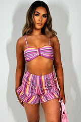 bikini top and frilly shorts two piece set