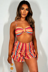 bikini and frilly shorts two piece summer holiday outfit