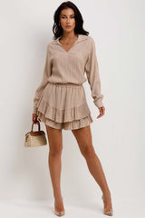 summer top and shorts set beige 