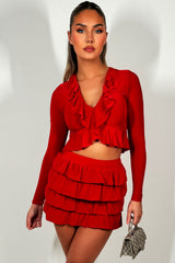 skirt and top co ord set red weekend christmas party outfit styedup