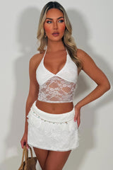 white festival lace skirt and top co ord set summer holiday outfit uk styledup