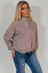 womens festival windbreaker checked jacket styledup uk