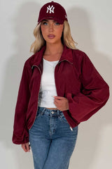 womens burgundy wind breaker festival jacket uk