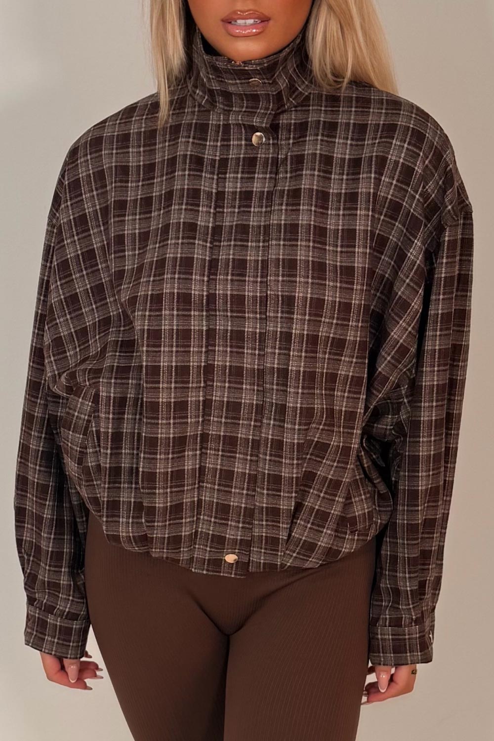 check bomber jacket oversized styledup uk