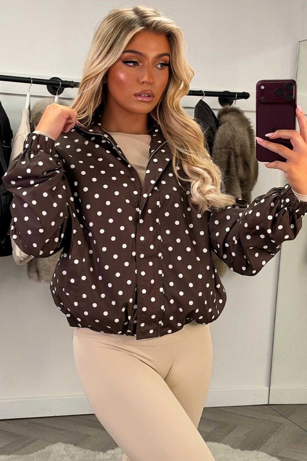 womens festival windbreaker polka dot jacket styledup uk