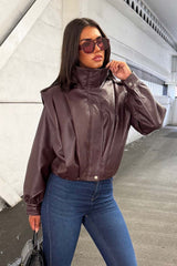 faux leather jacket burgundy styledup uk
