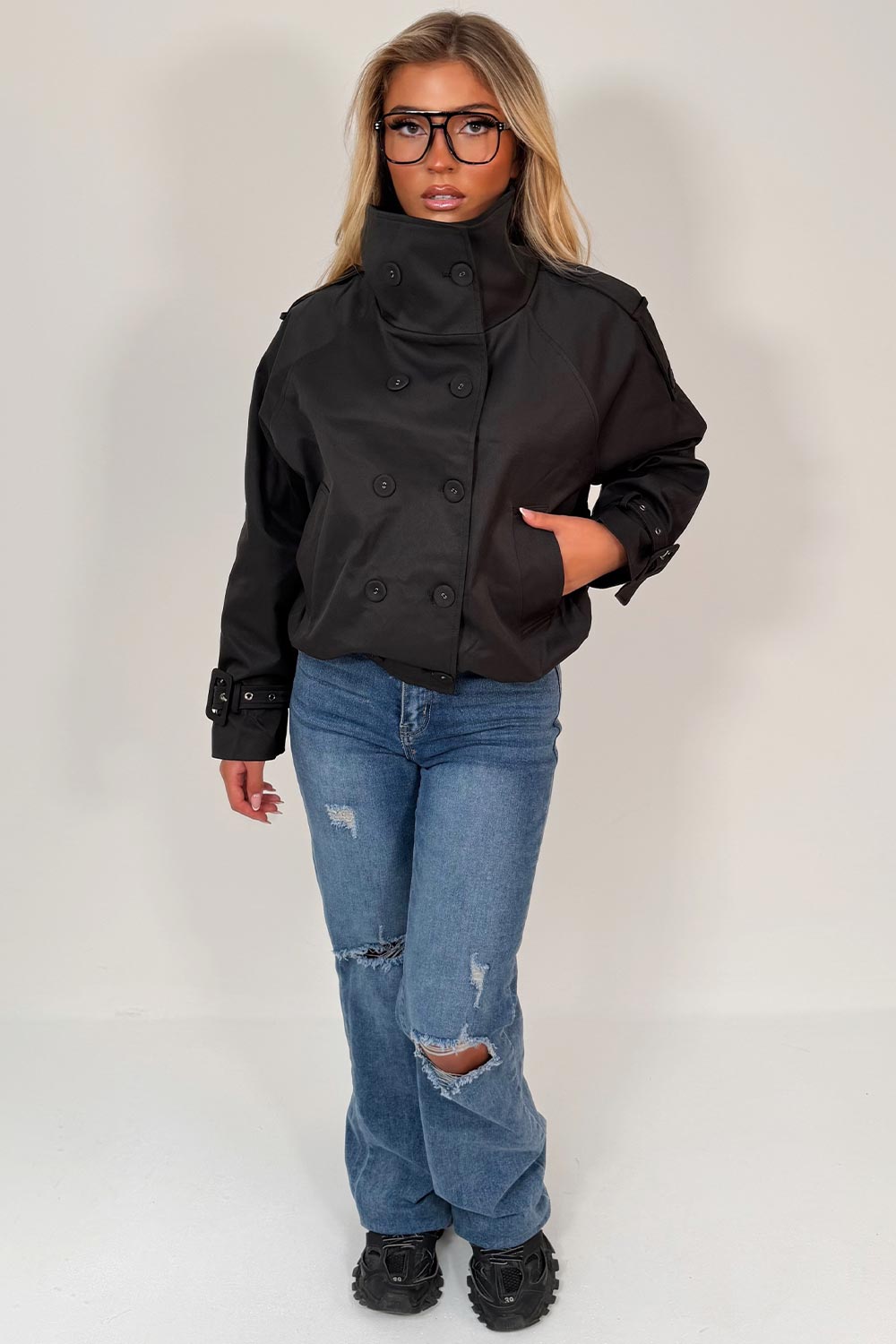 funnel neck trench jacket for womens styledup uk