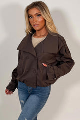 funnel neck trench jacket cropped womens winter outerwear styledup uk