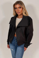 cropped black trench jacket styledup uk