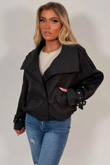 womens cropped jacket with funnel neck styledup uk