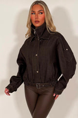 womens zara denim jacket brown 