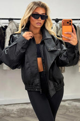 zara womens high neck leather look jacket uk 