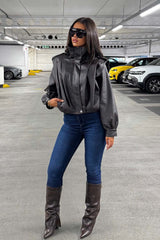 funnel neck leather effect zara jacket for womens styledup uk