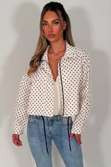 womens long sleeve polka dot jacket wind breaker zara uk sale 