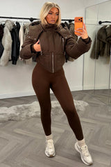 funnel neck crop padded jacket for womens styledup uk