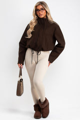 womens funnel neck jacket with drawstring hem styledup uk