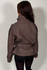 brown funnel neck trench jacket with belt styledup uk