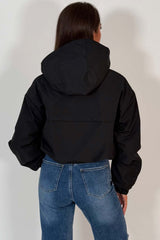 womens black hooded padded rain jacket for festival styledup uk