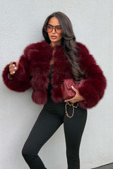 faux fur burgundy coat styledup uk