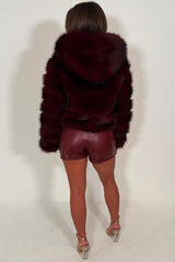 burgundy faux fur coat styledup