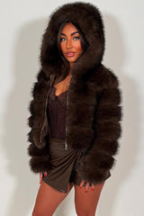 zara fur jacket with hood womens styledup