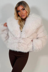 beige faux fur bubble coat cropped styledup uk