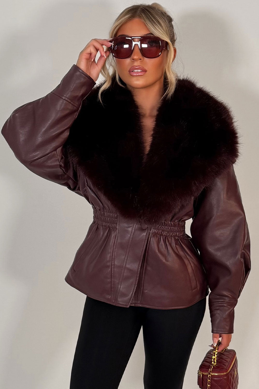 styledup faux fur faux leather winter jacket for womens styledup uk