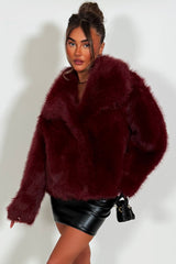 womens wine fur jacket styledup