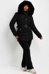 zara womens puffer coat with belt uk sale 