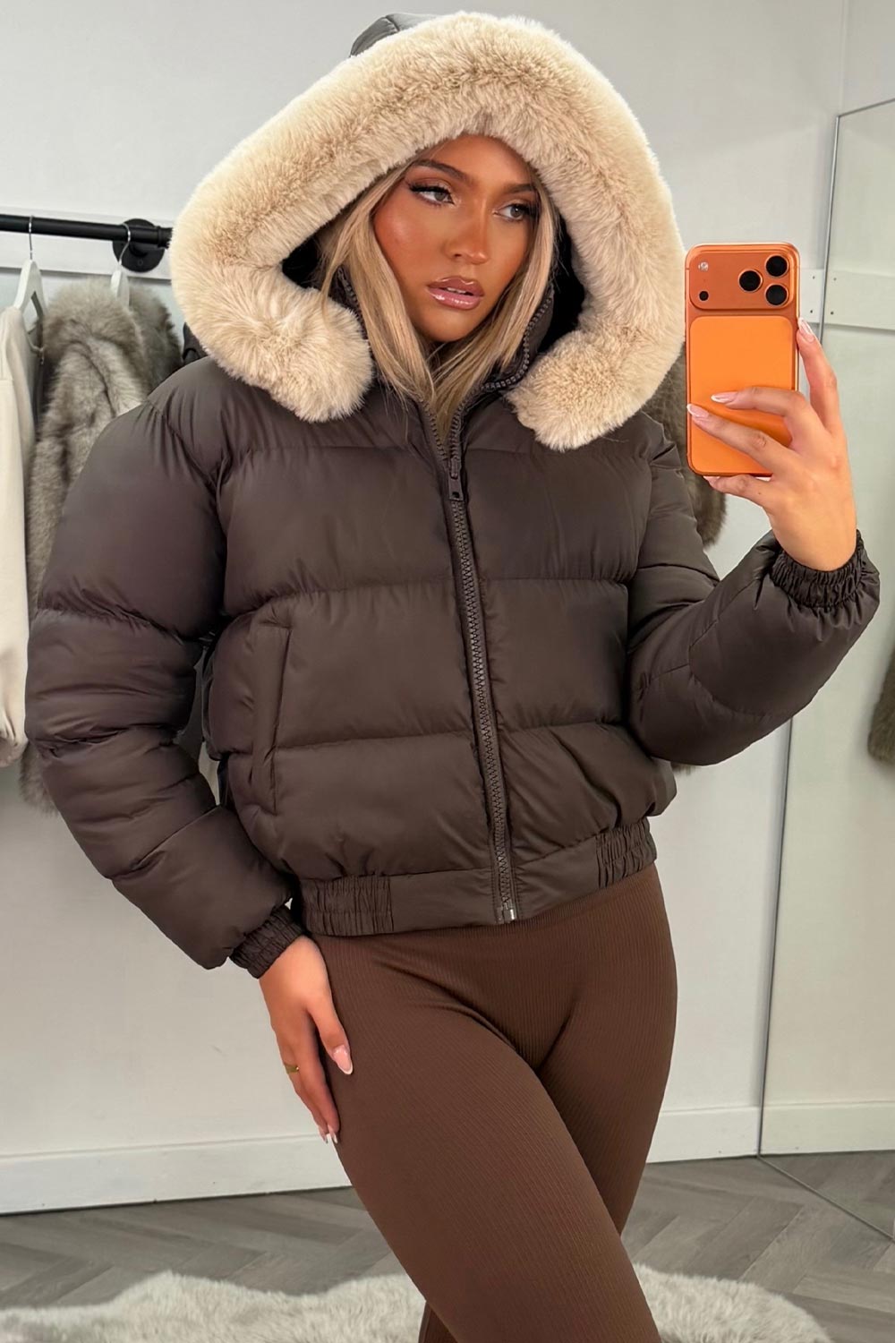 zara womens faux fur hooded padded winter jacket styledup uk