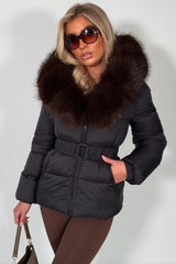 padded puffer winter jacket with fur hood styledup uk