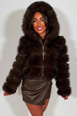 faux fur coat brown zara womens uk