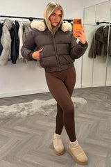 padded puffer crop jacket with fur hood for winter womens outerwear zara uk styledup