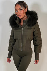 faux fur hood padded puffer winter jacket styledup uk