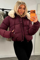 puffer jacket with fur hood zara womens