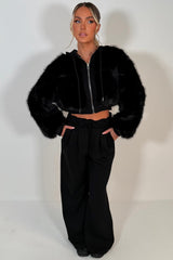 faux fur hoodie and joggers two piece loungewear co ord set styledup uk