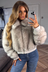 womens styledup faux fur jacket beige styledup uk